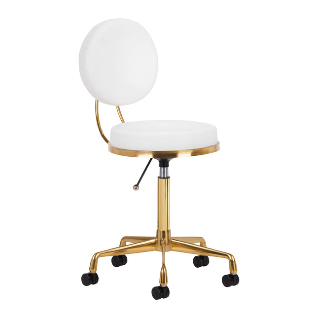 Taboret kosmetyczny H5 – Biało-złoty – zdjęcie 1