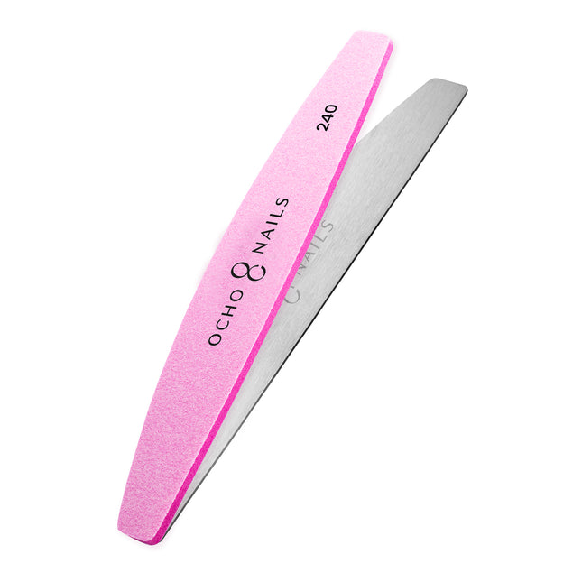 Lime à ongles en forme de croissant en métal Ocho Nails avec recharges de polissage 240 (10 pièces) – photo 1