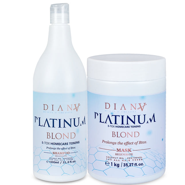 Platinum Home Care – tonifiërende en hydraterende set na Platinum Blond: shampoo + haarmasker – 1000 ml + 1000 g – foto 1