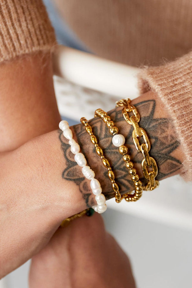 Kralen armband parel in het midden Stainless Steel