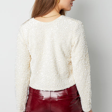 Polyester Lange Mouw Top Geknipt Met Vlinderdetail