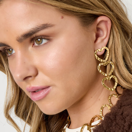 Oorbellen van roestvrij staal met hartjes, casual, dagelijks, eenvoudig, serie, damessieraden