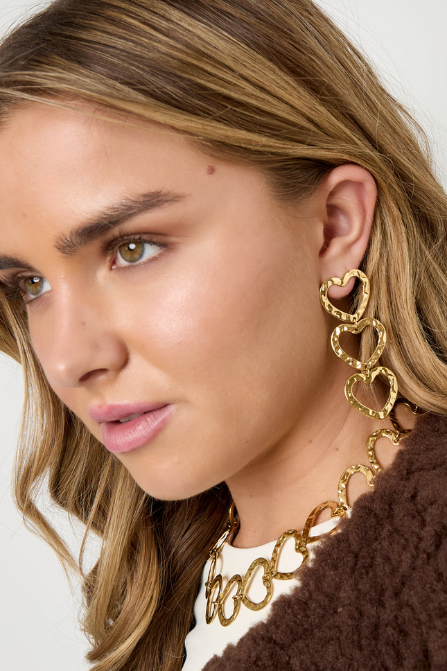 Oorbellen van roestvrij staal met hartjes, casual, dagelijks, eenvoudig, serie, damessieraden