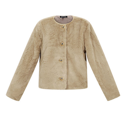 Woven Polyester Fiber Vrouwen Jas Elegant Solid Color Fall/Winter