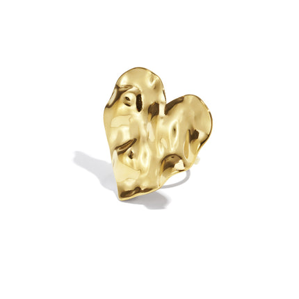 Grote hartvormige statement textuur ring