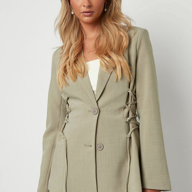 Geweven Polyestervezel Vrouwenpak Elegant Knoopdetail