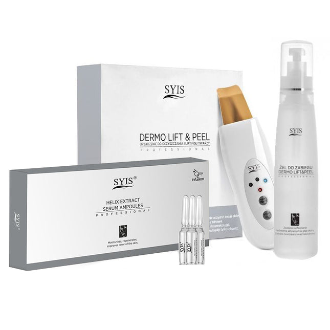 Syis apparaat dermo lift & peel skin scrubber goud spatula + syis cosmetics