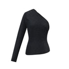 Geweven Polyestervezel Vrouwen Lange Mouw Top Sexy Solide Kleur