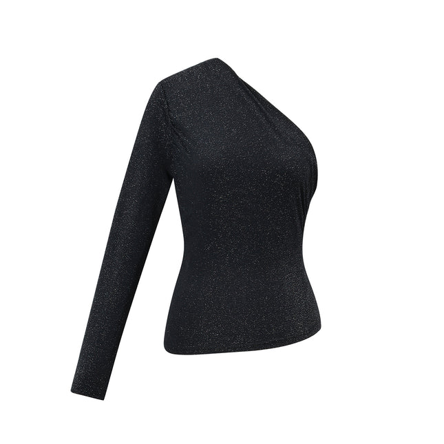 Geweven Polyestervezel Vrouwen Lange Mouw Top Sexy Solide Kleur