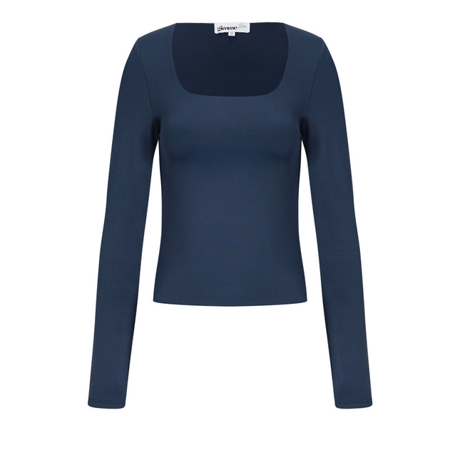 Gebreide Nylon Vrouwen Lange Mouw Top Basis Solide Kleur