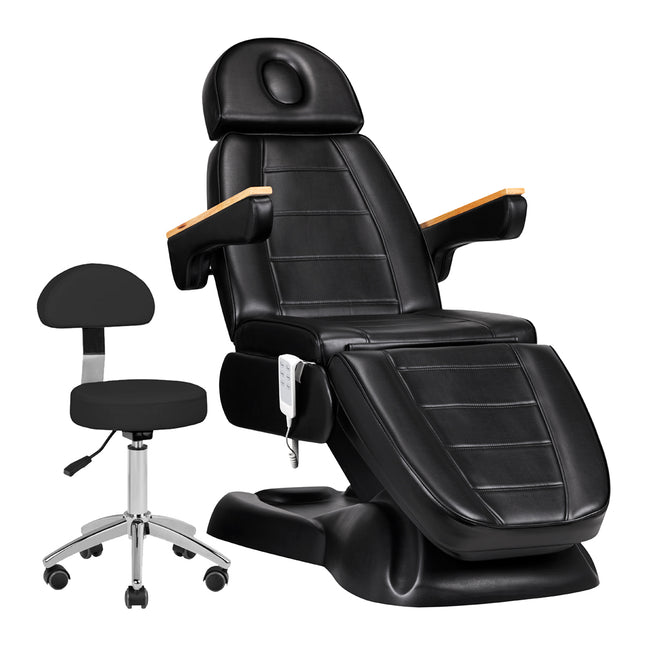 Elektryczny fotel kosmetyczny Sillon Lux 273B z kulą 304 – czarny – zdjęcie 1