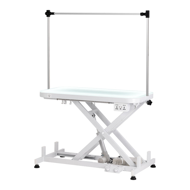 Elektrische Trimmtafel P4W 3 Wit met Verlicht Werkblad, Hoogteverstelling en Dubbele Trimarm