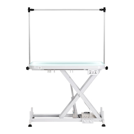 Elektrische Trimmtafel P4W 3 Wit met Verlicht Werkblad, Hoogteverstelling en Dubbele Trimarm