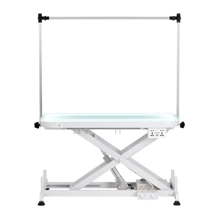 Elektrische Trimmtafel P4W 3 Wit met Verlicht Werkblad, Hoogteverstelling en Dubbele Trimarm