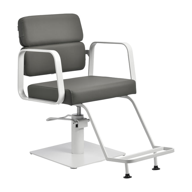 Friseurstuhl Gabbiano Porto – Weiß/Grau – Bild 1