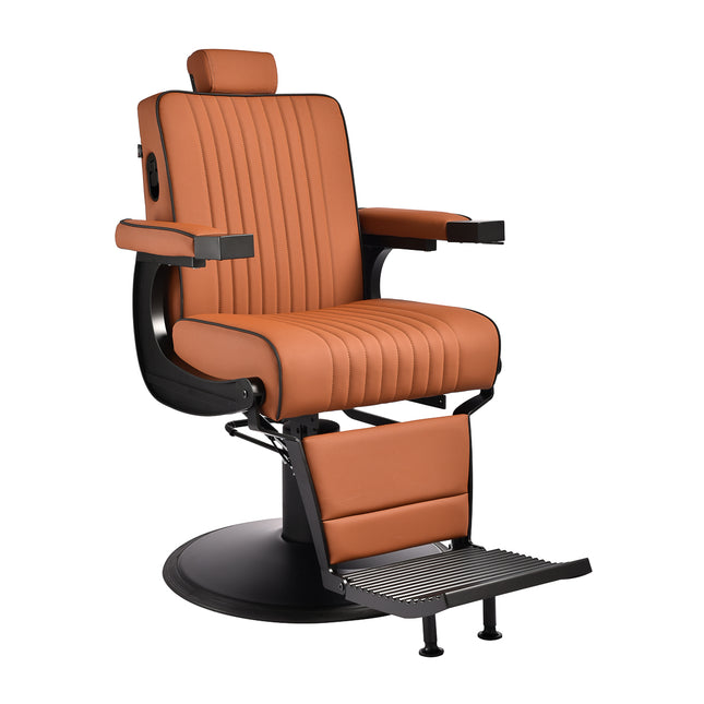 Fauteuil barbier Gabbiano Levi, monture noire, marron sans coutures – photo 1