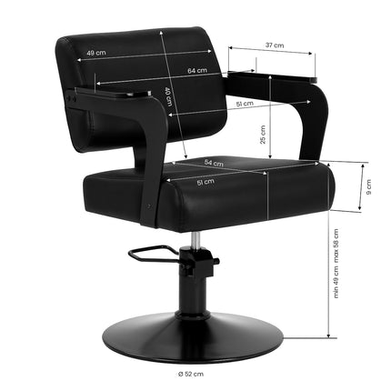 Fauteuil de barbier noir Hair System Jet Noir 