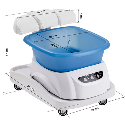 Azzurro shower tray met massager and wit trolley