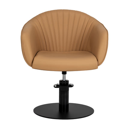 Gabbiano Copenhagen Kappersstoel Caramel met Hydraulische Hoogteverstelling en Ronde Zwarte Voet
