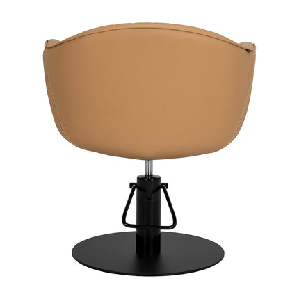 Gabbiano Copenhagen Kappersstoel Caramel met Hydraulische Hoogteverstelling en Ronde Zwarte Voet