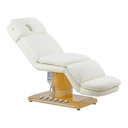 Elektrische Cosmetische Stoel Sillon Cloud Crème met 3 Motoren, Voetbediening en Houtlook Basis