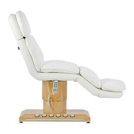 Elektrische Cosmetische Stoel Sillon Cloud Crème met 3 Motoren, Voetbediening en Houtlook Basis