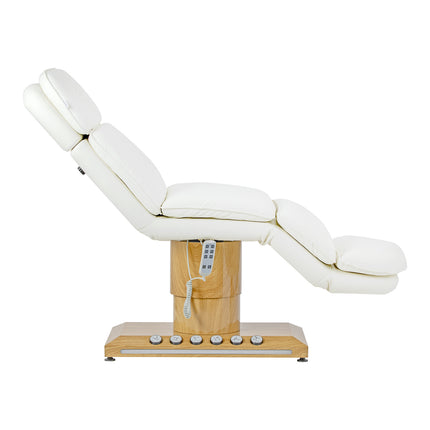 Elektrische Cosmetische Stoel Sillon Cloud Crème met 3 Motoren, Voetbediening en Houtlook Basis