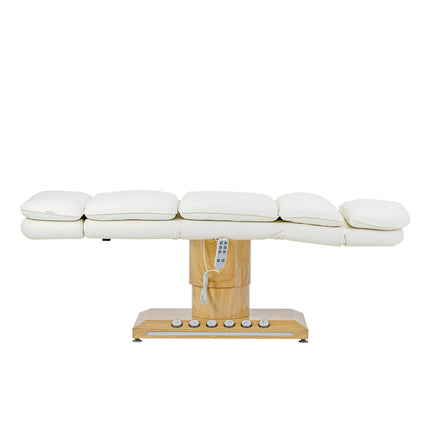 Elektrische Cosmetische Stoel Sillon Cloud Crème met 3 Motoren, Voetbediening en Houtlook Basis