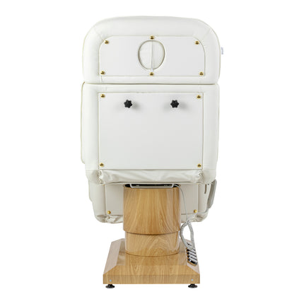 Elektrische Cosmetische Stoel Sillon Cloud Crème met 3 Motoren, Voetbediening en Houtlook Basis