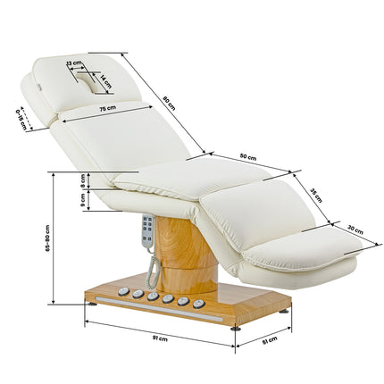 Elektrische Cosmetische Stoel Sillon Cloud Crème met 3 Motoren, Voetbediening en Houtlook Basis