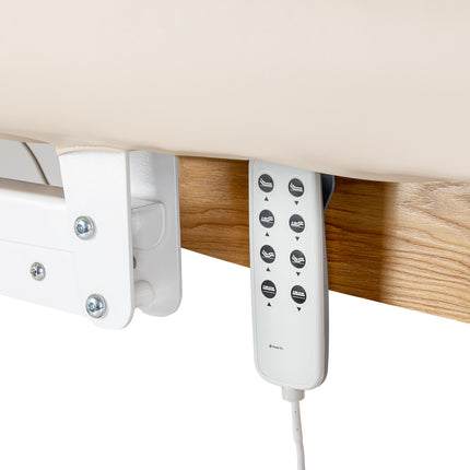 Elektrische spa-behandelbank SILLON Relax Crème met Lichtbruine Houten Basis en Verstelbare Rug- en Voetsteun – foto 7