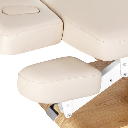 Elektrische spa-behandelbank SILLON Relax Crème met Lichtbruine Houten Basis en Verstelbare Rug- en Voetsteun – foto 8