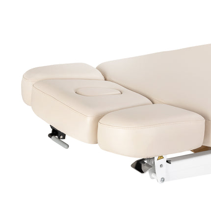 Elektrische spa-behandelbank SILLON Relax Crème met Lichtbruine Houten Basis en Verstelbare Rug- en Voetsteun – foto 13