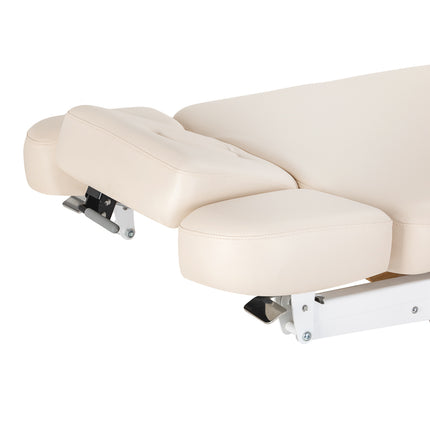 Elektrische spa-behandelbank SILLON Relax Crème met Lichtbruine Houten Basis en Verstelbare Rug- en Voetsteun – foto 15