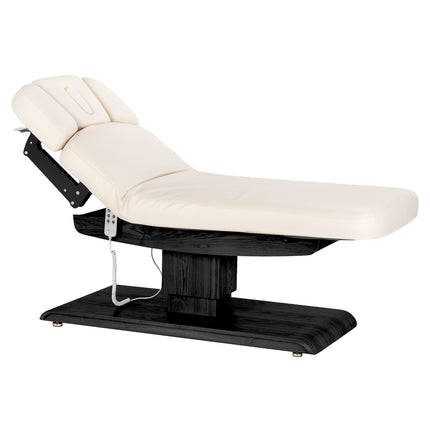 Elektrische spa-behandelbank SILLON Relax Crème met Donkerhouten Basis, Verstelbare Rug- en Voetsteun – foto 2