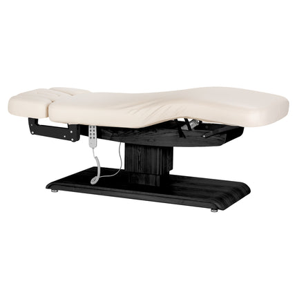 Elektrische spa-behandelbank SILLON Relax Crème met Donkerhouten Basis, Verstelbare Rug- en Voetsteun – foto 3
