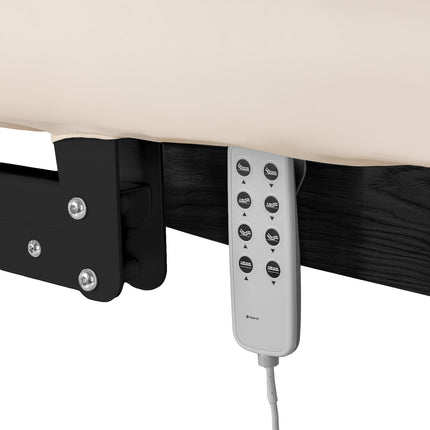 Elektrische spa-behandelbank SILLON Relax Crème met Donkerhouten Basis, Verstelbare Rug- en Voetsteun – foto 7