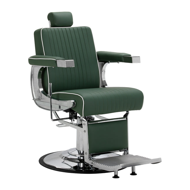 Fauteuil de barbier Gabbiano Visionerio vert avec cadre chromé 
