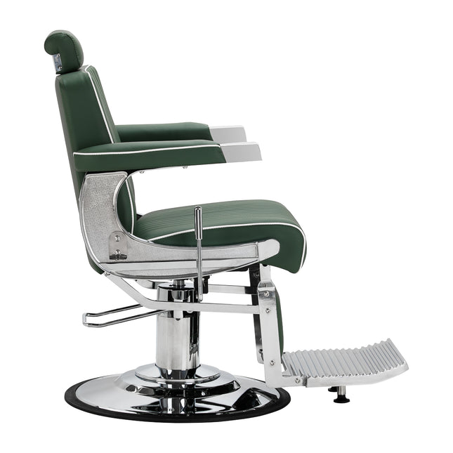 Fauteuil de barbier Gabbiano Visionerio vert avec cadre chromé 