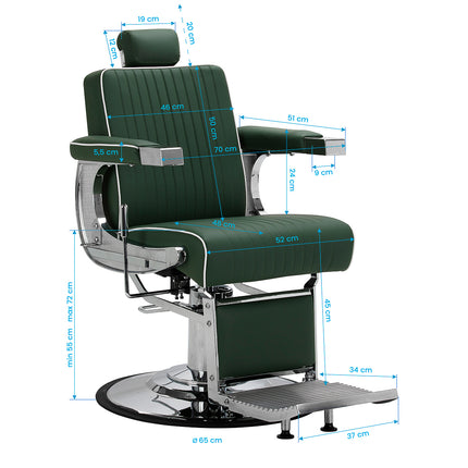 Gabbiano Visionerio barbiersstoel groen met chromen frame