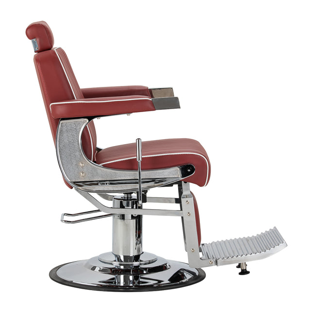 Fauteuil de barbier Gabbiano Visionerio rouge avec cadre chromé 