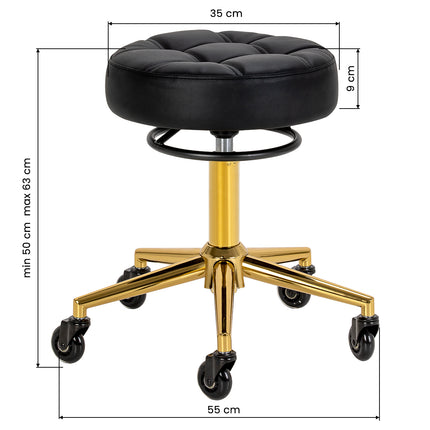 The Gabbiano D054G hairdressing stool goud wit
