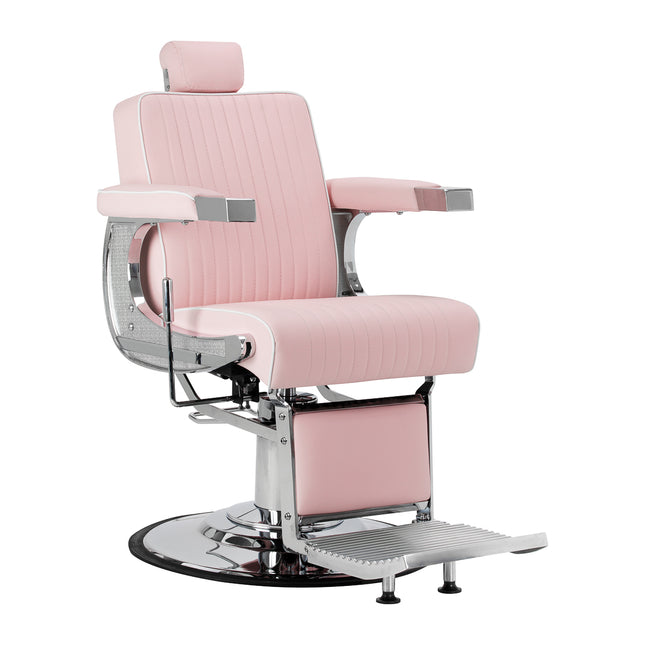 Fauteuil de barbier Gabbiano Visionerio rose avec cadre chromé 