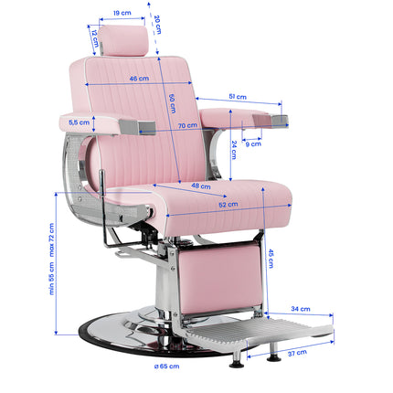 Gabbiano Visionerio barberstoel roze met chroom frame