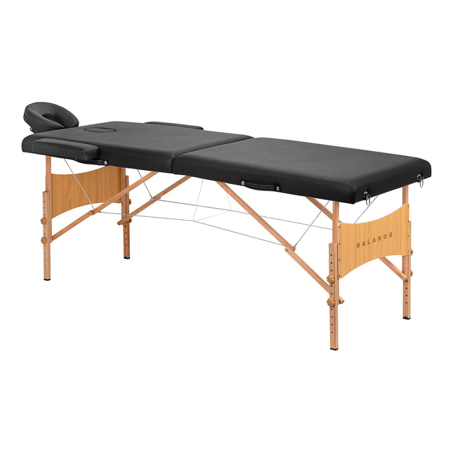 Klappbare Massageliege Balance – 2-teilig, Holz, 190 × 70 cm, schwarz – Bild 1