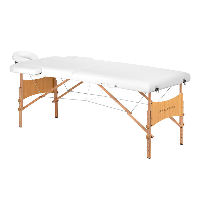 Klappbare Massageliege Balance – 2-teilig, Holz, 190 × 70 cm, weiß – Bild 1
