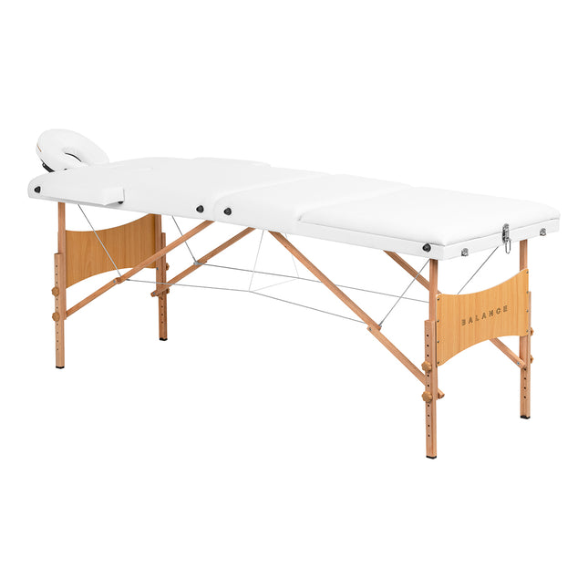 Klappbare Massageliege Balance – 3-teilig, Holz, 190 × 70 cm, weiß – Bild 1