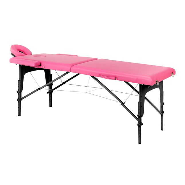 Klappbare Massageliege Balance – 2-teilig, Holz, rosa/schwarz – Bild 1