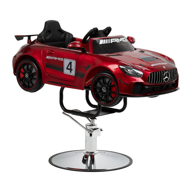 Kinderkappersstoel GABBIANO Mercedes Rood in Autovorm met Hydrauliek, Gordel, Licht, Muziek en Bluetooth – foto 1