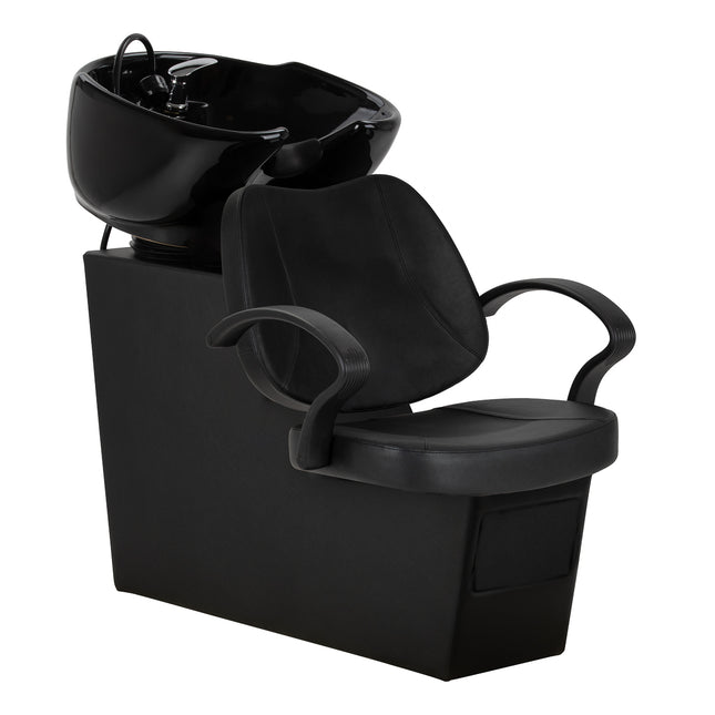 Professionele zwarte kapperswasunit Hair System Borneo met verstelbare keramische wasbak